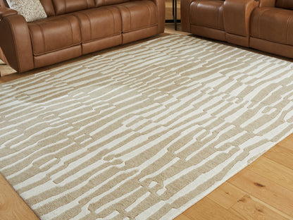 Cassel Furniture Outlet - Ashley Furniture - Corrbell Rug - 7'8" x 10' Area Rug / Beige/White - R407631