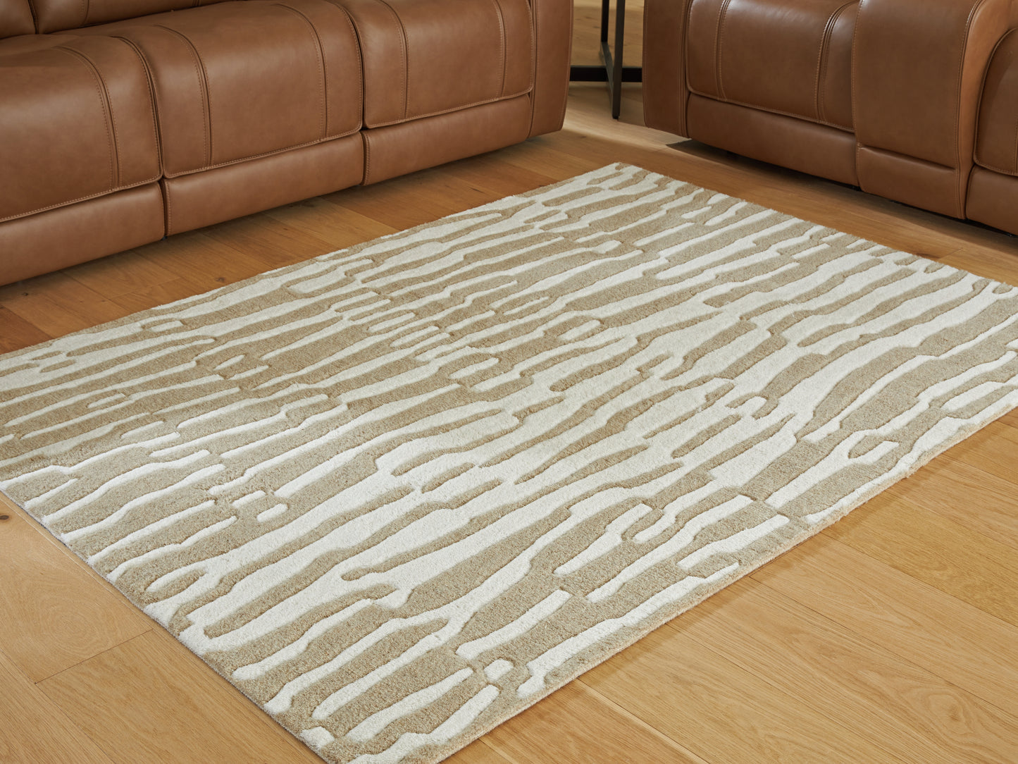 Cassel Furniture Outlet - Ashley Furniture - Corrbell Rug - 5' x 7' Area Rug / Beige/White - R407632