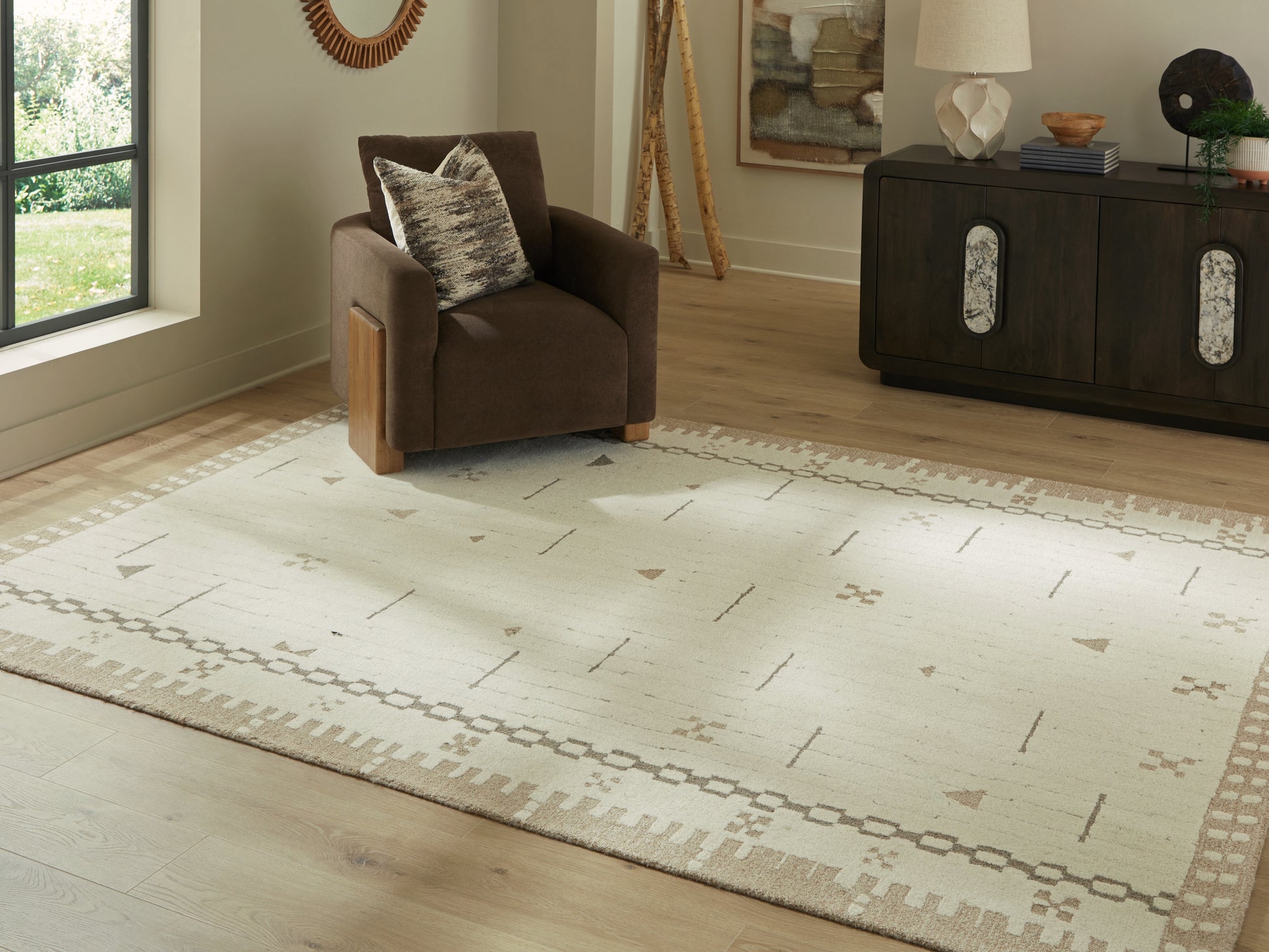 Cassel Furniture Outlet - Ashley Furniture - Dot Rug - 7'8" x 10' Area Rug / Cream/Brown/Taupe - R407651