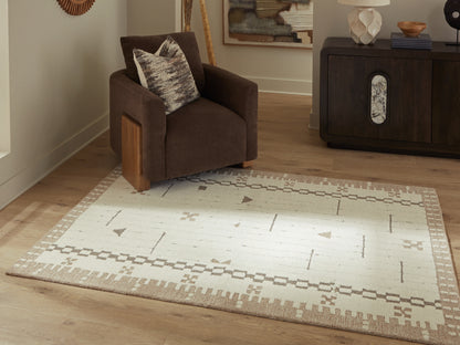 Cassel Furniture Outlet - Ashley Furniture - Dot Rug - 5' x 7' Area Rug / Cream/Brown/Taupe - R407652