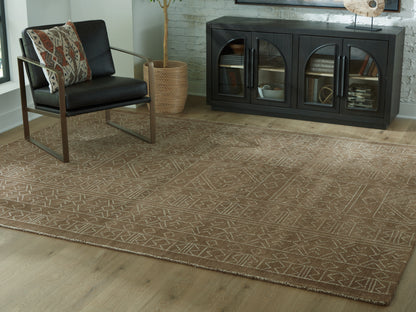 Cassel Furniture Outlet - Ashley Furniture - Merrittman Rug - 7'8" x 10' Area Rug / Brown/Ivory - R407701