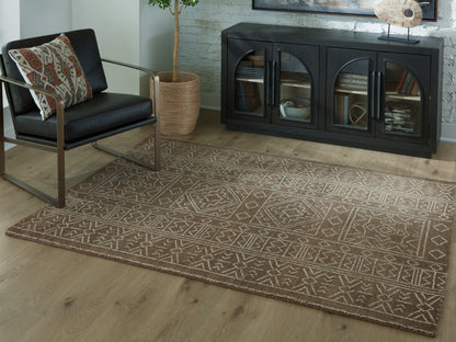 Cassel Furniture Outlet - Ashley Furniture - Merrittman Rug - 5' x 7' Area Rug / Brown/Ivory - R407702