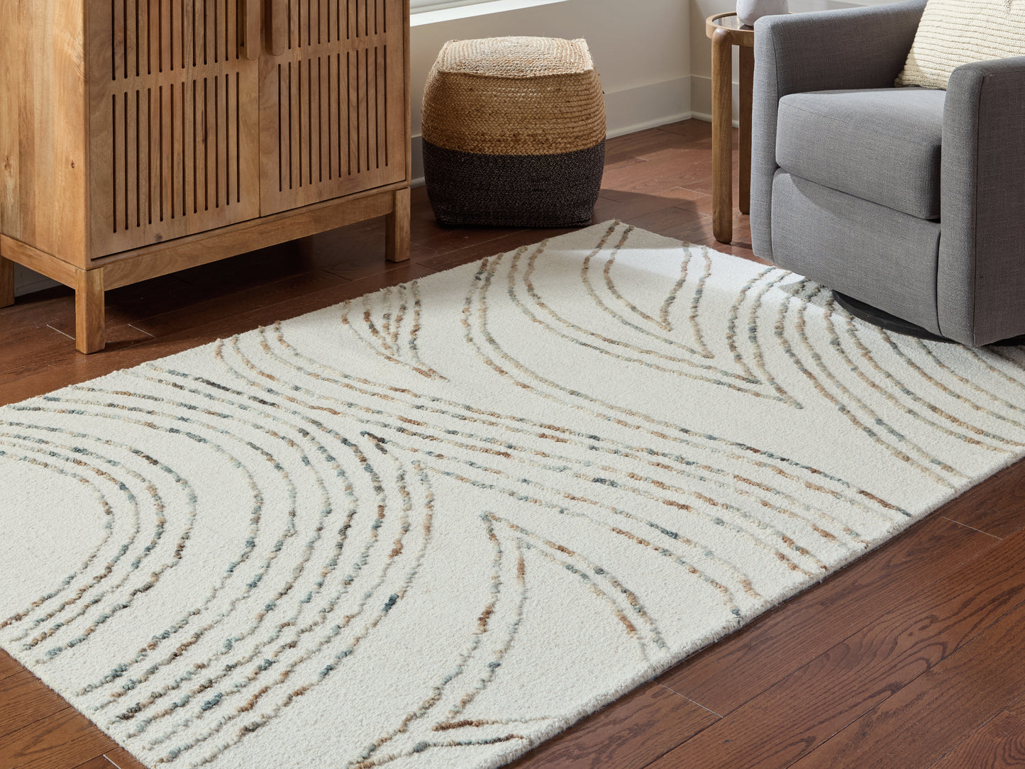 Cassel Furniture Outlet - Ashley Furniture - Deenbury Rug - 5' x 7' Area Rug / Ivory/Green/Brown - R407862