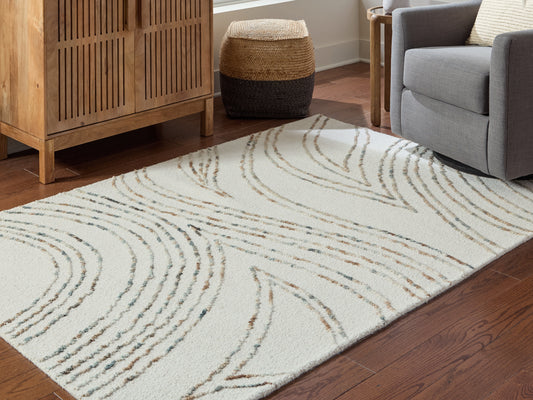 Cassel Furniture Outlet - Ashley Furniture - Deenbury Rug - 5' x 7' Area Rug / Ivory/Green/Brown - R407862
