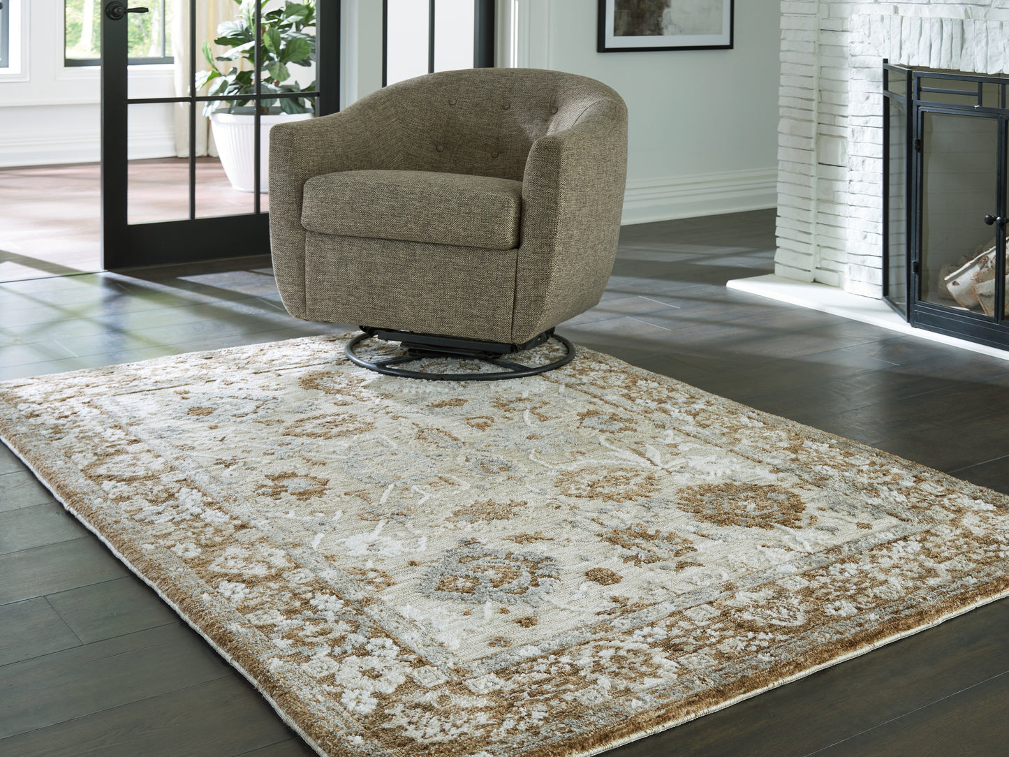 Cassel Furniture Outlet - Ashley Furniture - Ainswick Rug - Memory Foam Medium Rug / Brown/Beige/Gray - R407882