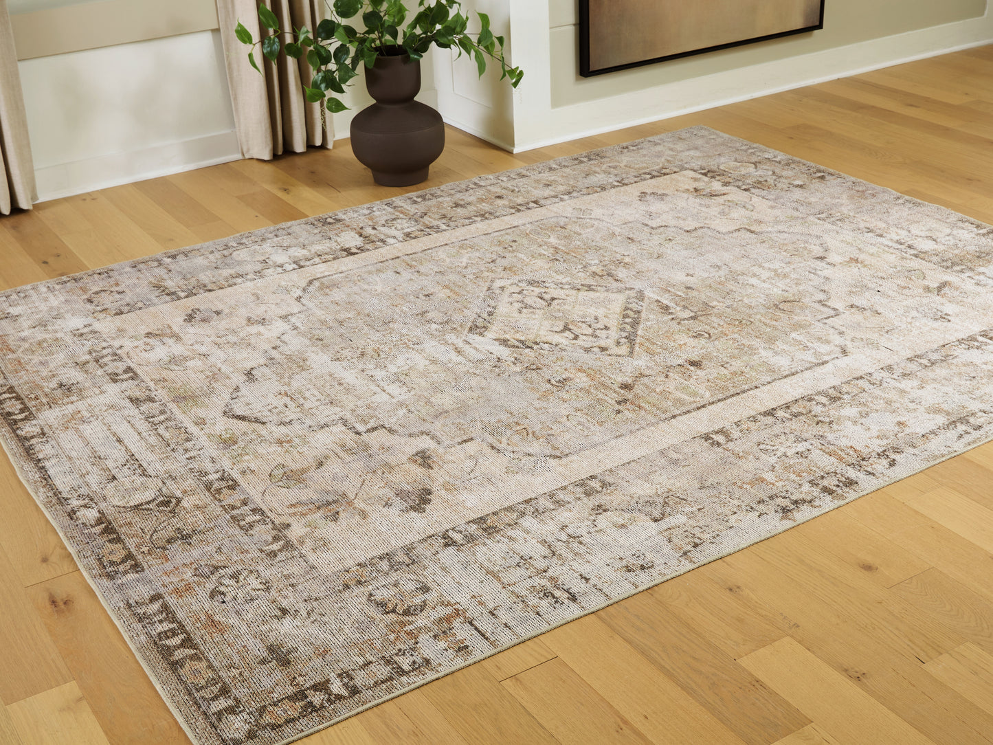 Cassel Furniture Outlet - Ashley Furniture - Livdon Rug - Washable Large Rug / Brown/Beige/Gray - R407911