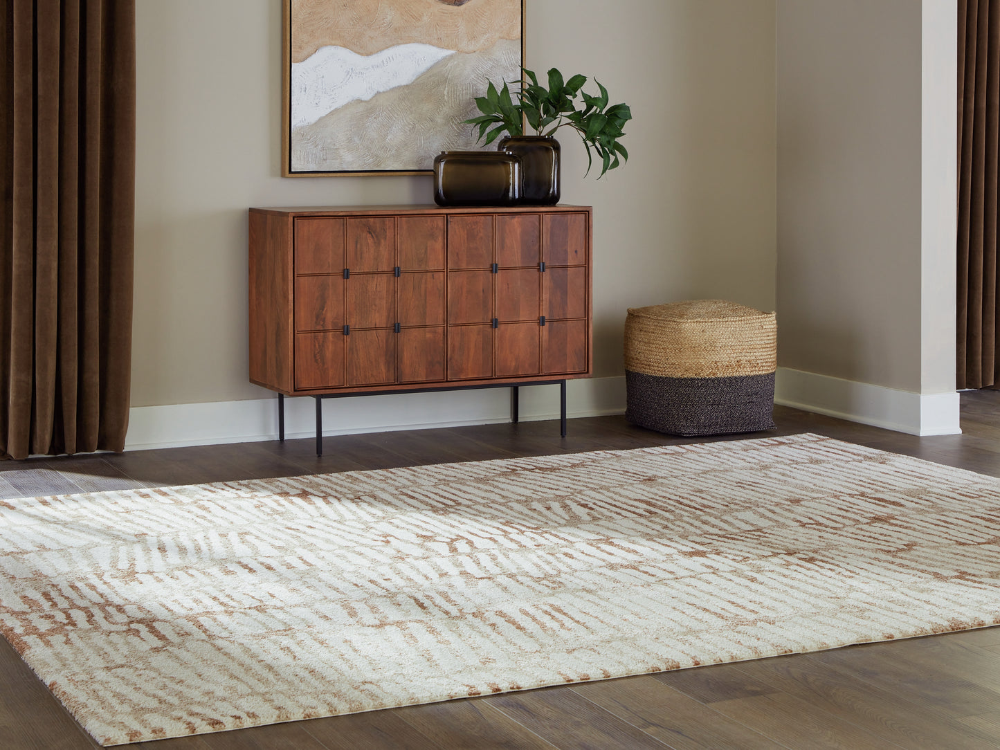 Cassel Furniture Outlet - Ashley Furniture - Uduak Rug - Large Rug / Cream/Tan/Rust - R408111