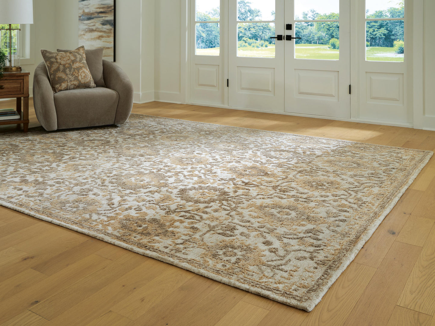 Cassel Furniture Outlet - Ashley Furniture - Sableridge Rug - Extra Large Rug / Ivory/Taupe/Camel - R408570