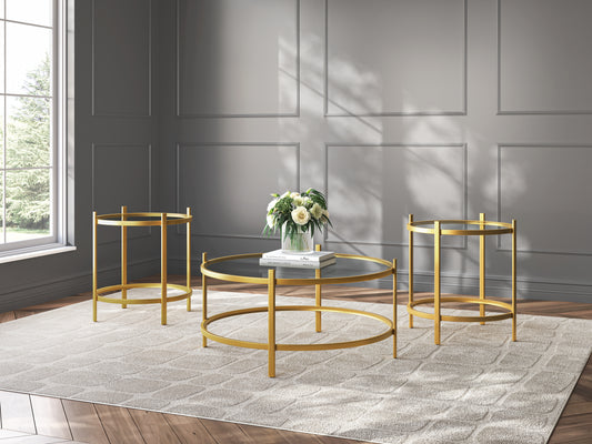 Cassel Furniture Outlet - Ashley Furniture - Pearlox Table (Set of 3) - Occasional Table Set (3/CN) / Gold - T173-13