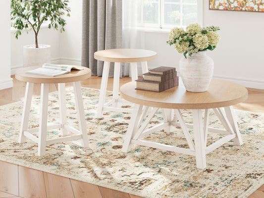 Cassel Furniture Outlet - Ashley Furniture - Fawndell Table (Set of 3) - Occasional Table Set (3/CN) / Antique White/Brown - T193-13
