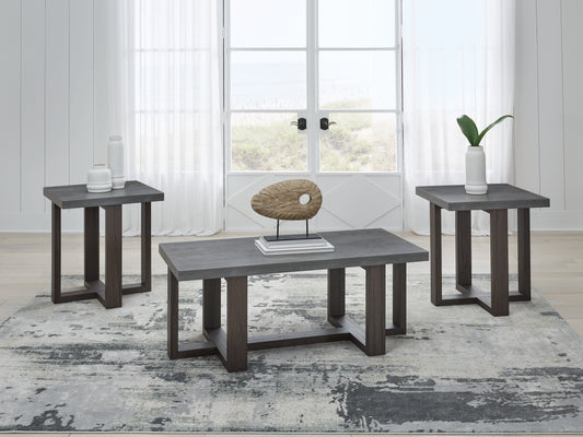 Cassel Furniture Outlet - Ashley Furniture - Dynnford Table (Set of 3) - Occasional Table Set (3/CN) / Gray/Brown - T216-13