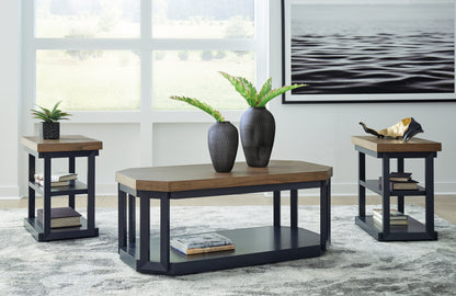 Cassel Furniture Outlet - Ashley Furniture - Landocken Table (Set of 3) - Occasional Table Set (3/CN) / Brown/Blue - T402-13