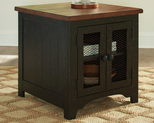 Cassel Furniture Outlet - Ashley Furniture - Valebeck End Table - Rectangular End Table / Black/Brown - T468-3