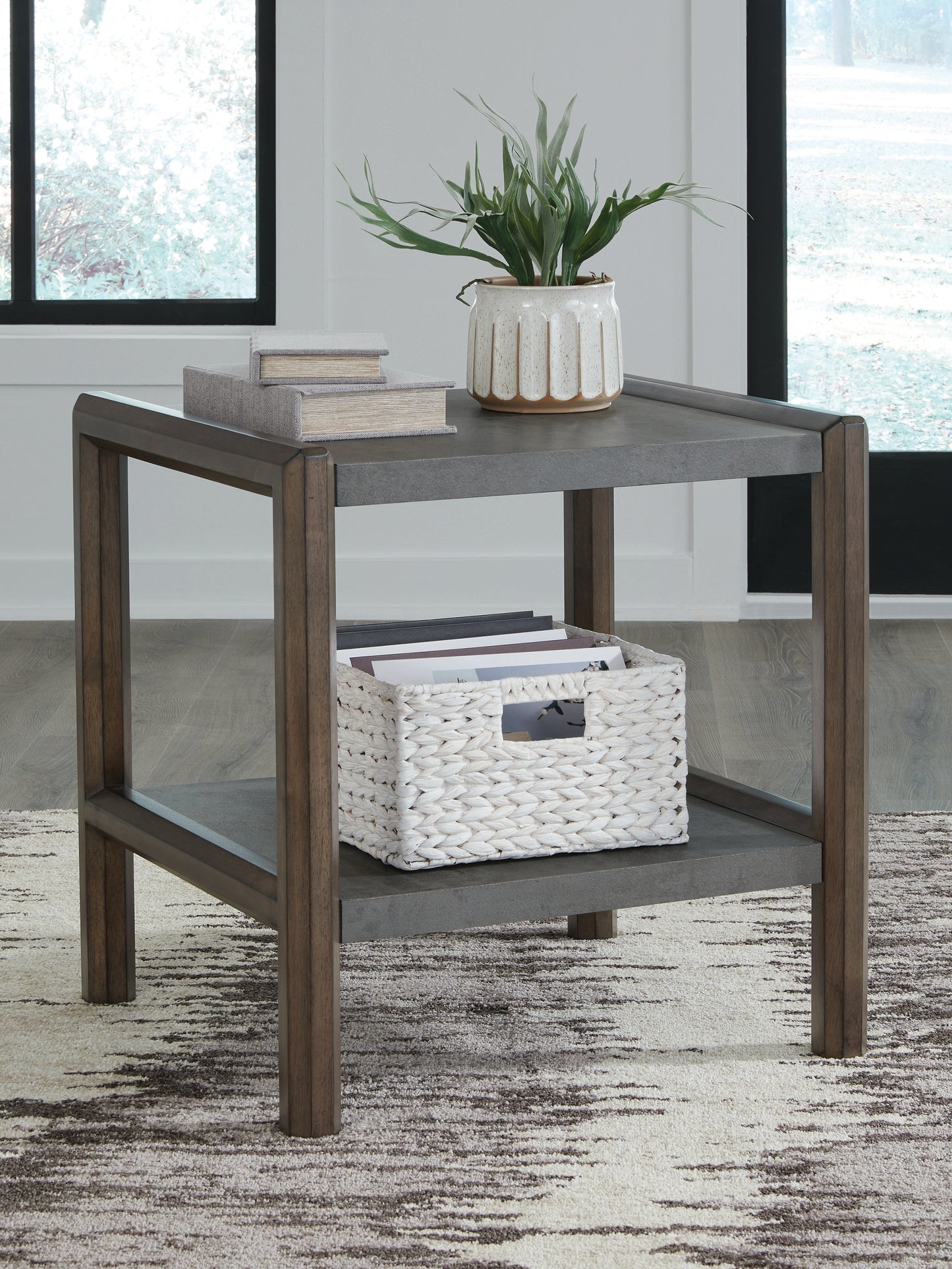 Cassel Furniture Outlet - Ashley Furniture - Kallenny End Table - Rectangular End Table / Brown/Gray - T669-3