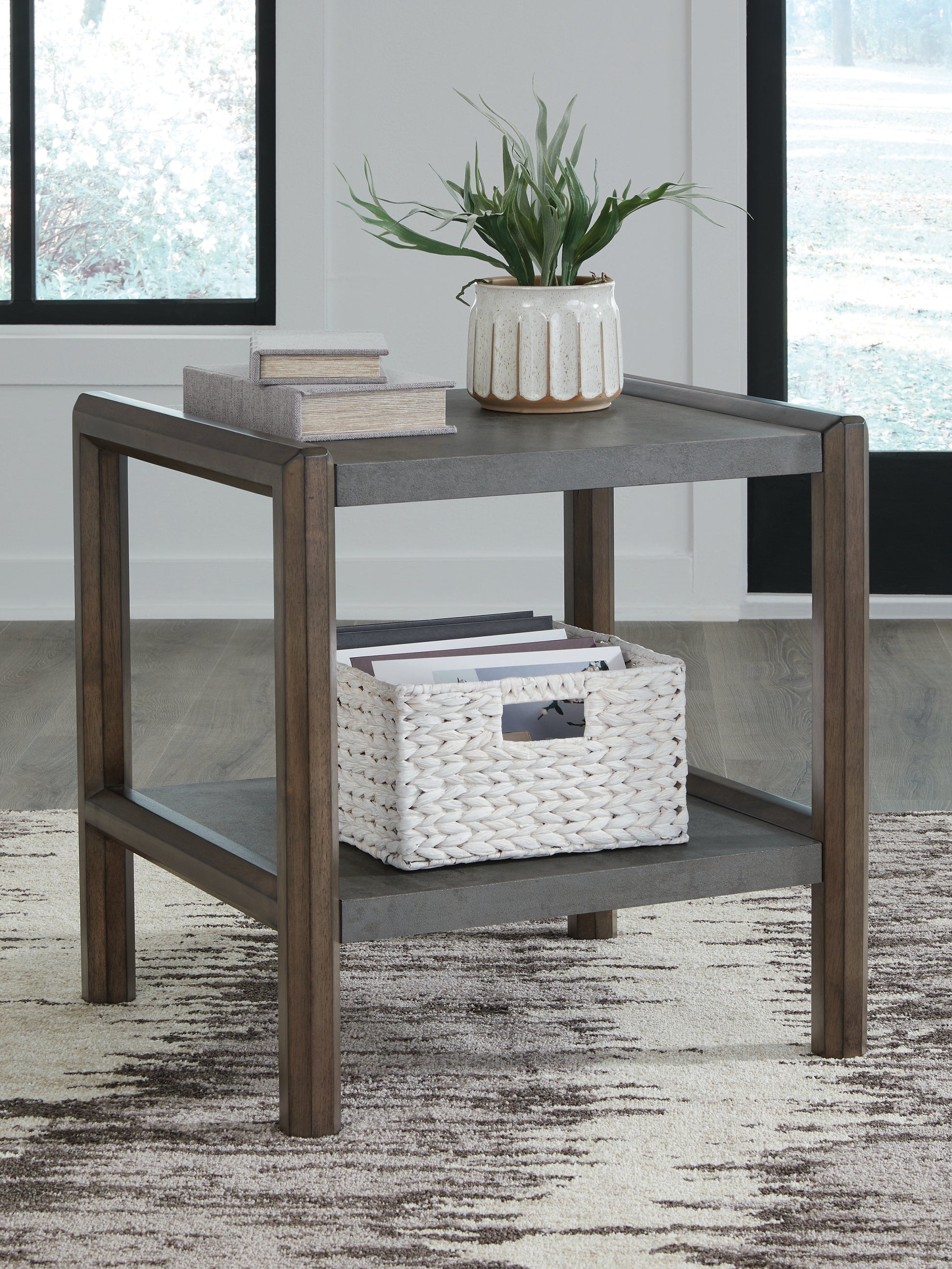 Cassel Furniture Outlet - Ashley Furniture - Kallenny End Table - Rectangular End Table / Brown/Gray - T669-3