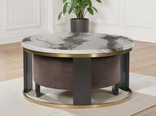 Cassel Furniture Outlet - Ashley Furniture - Jazmore Nesting Coffee Table (Set of 2) - Nesting Cocktail Tables (Set of 2) / Brown/Brass Finish - T671-22