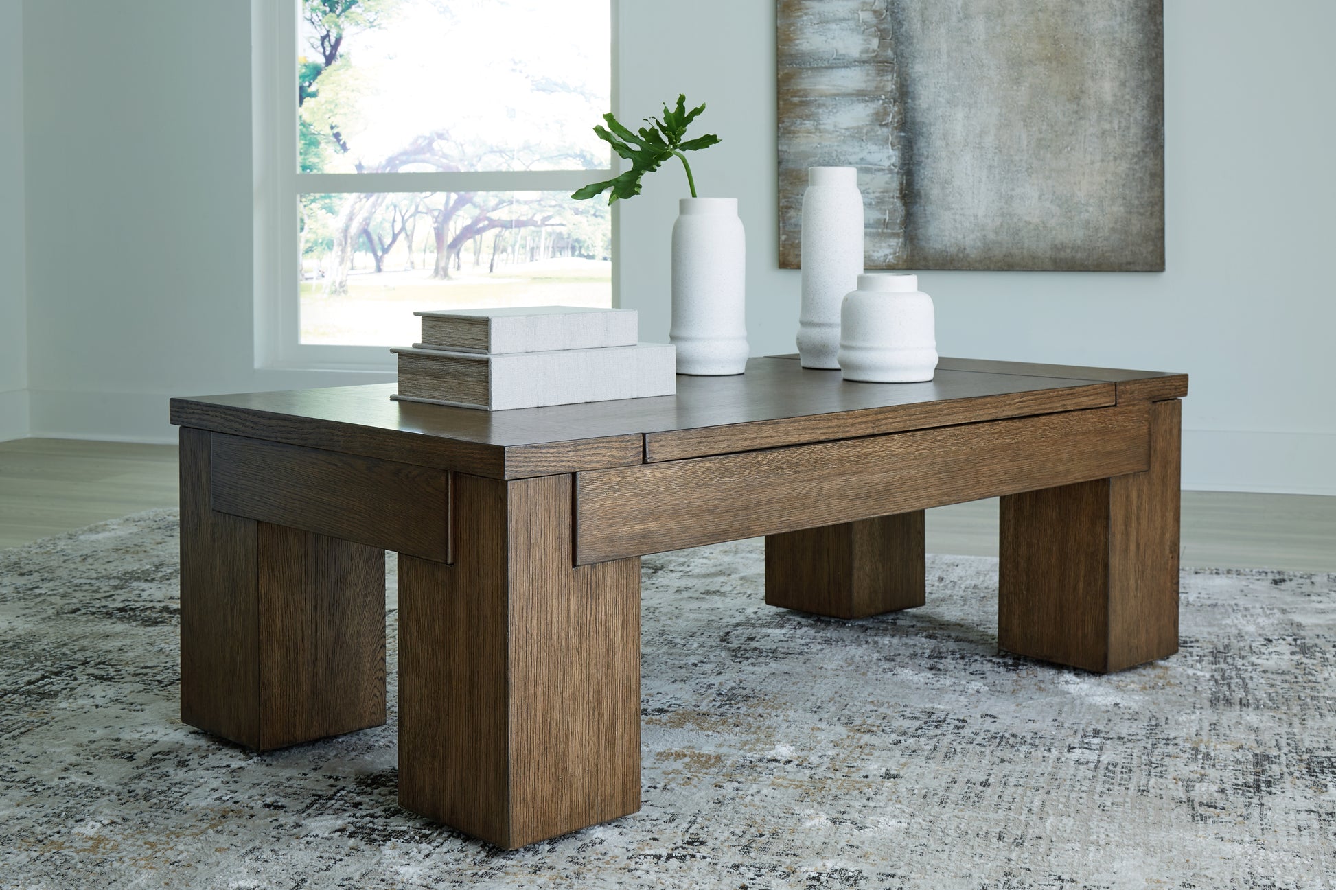 Cassel Furniture Outlet - Ashley Furniture - Rosswain Lift-Top Coffee Table - Lift Top Cocktail Table / Warm Brown - T763-9