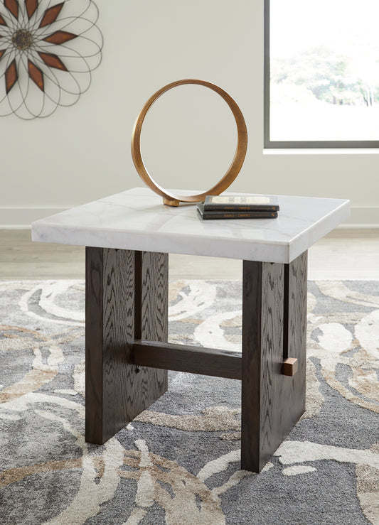 Cassel Furniture Outlet - Ashley Furniture - Burkhaus End Table - Rectangular End Table / White/Dark Brown - T779-3