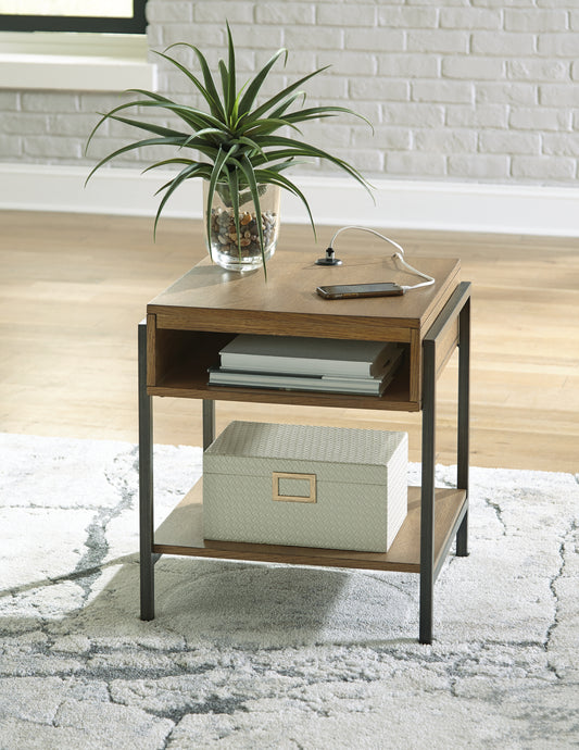 Cassel Furniture Outlet - Ashley Furniture - Fridley End Table - Rectangular End Table / Brown/Black - T964-3