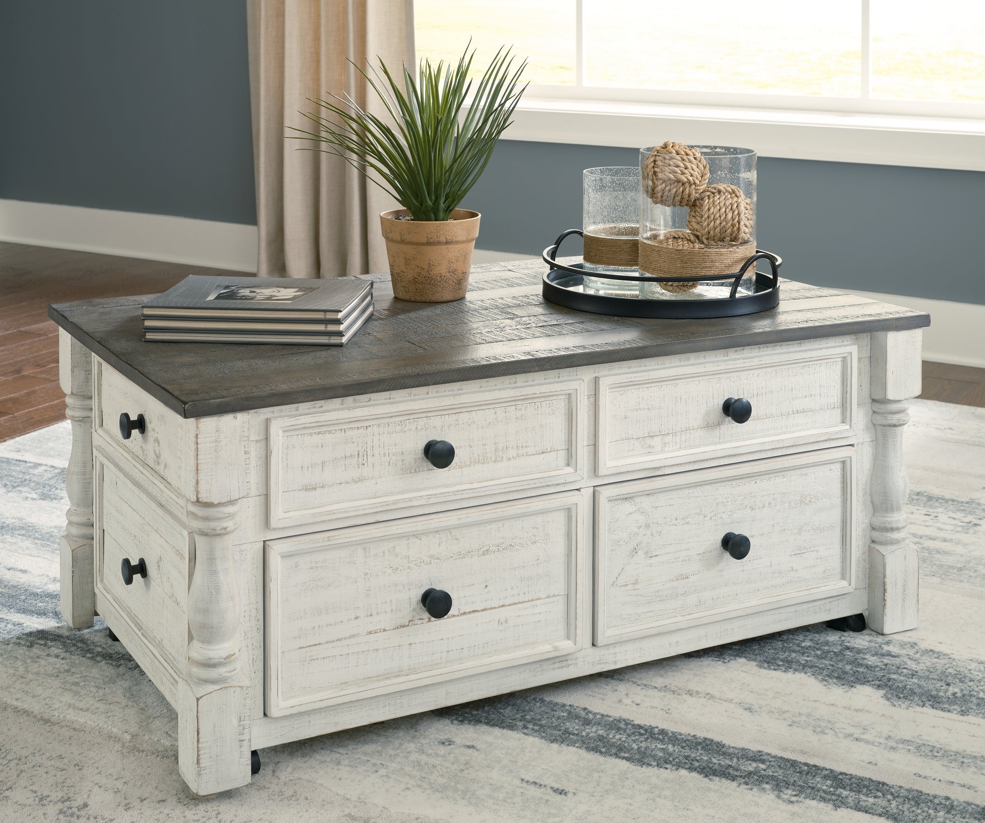 Cassel Furniture Outlet - Ashley Furniture - Havalance Lift-Top Coffee Table - Lift Top Cocktail Table / White/Gray - T994-20