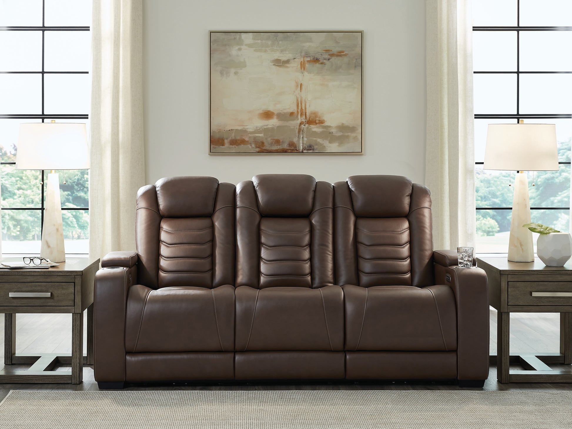 Cassel Furniture Outlet - Ashley Furniture - High Impact Living Room - PWR REC Sofa with ADJ Headrest / Tobacco - U1060115
