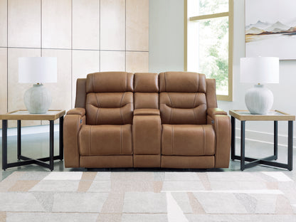 Cassel Furniture Outlet - Ashley Furniture - Knightington Living Room - PWR REC Love w/Audio Seating / Caramel - PCU1160018A