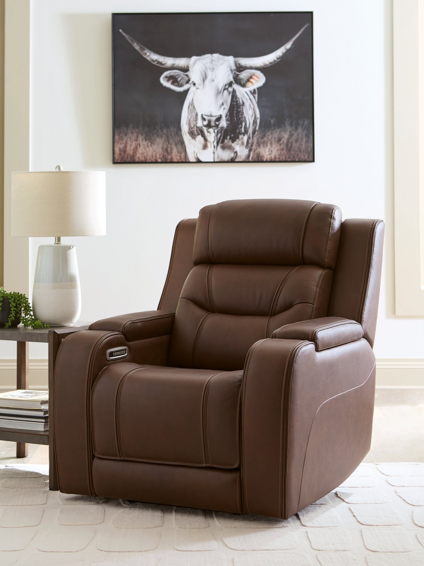 Cassel Furniture Outlet - Ashley Furniture - Knightington Living Room - PWR REC Sofa w/Audio Seating / Brown - PCU1160215A