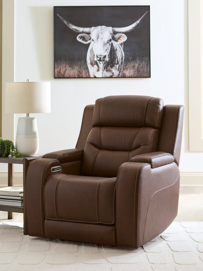 Cassel Furniture Outlet - Ashley Furniture - Knightington Living Room - PWR REC Sofa w/Audio Seating / Brown - PCU1160215A