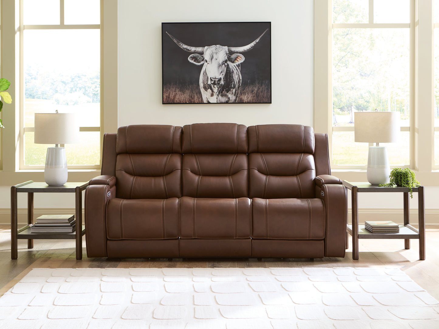 Cassel Furniture Outlet - Ashley Furniture - Knightington Living Room - PWR REC Sofa w/Audio Seating / Brown - PCU1160215A