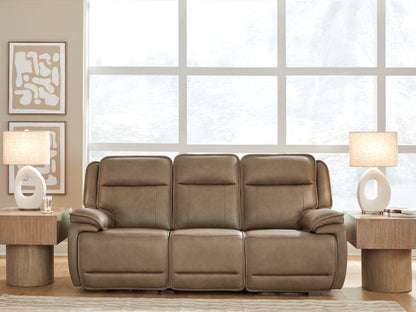 Cassel Furniture Outlet - Ashley Furniture - Glencroft Living Room - PWR REC Sofa with ADJ Headrest / Sahara - PCU1240015