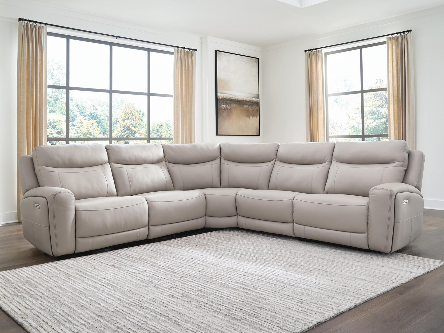 Cassel Furniture Outlet - Ashley Furniture - Gravier Sectional - 5-Piece Power Reclining Sectional / Gray - U13300S4