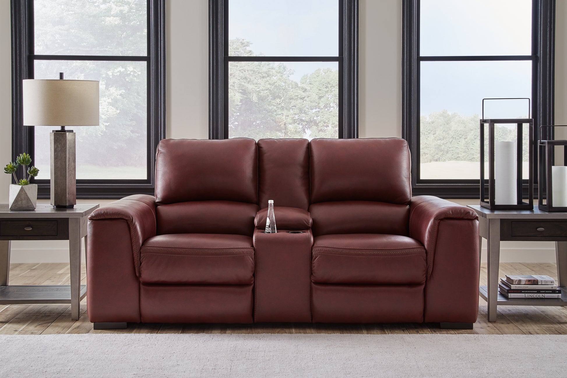 Cassel Furniture Outlet - Ashley Furniture - Alessandro Living Room - PWR REC Loveseat/CON/ADJ HDRST / Garnet - U2550118