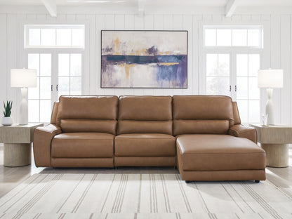 Cassel Furniture Outlet - Ashley Furniture - DeepWakes Sectional - 3-Piece Reclining Sofa Chaise / Caramel - PCU62606S22