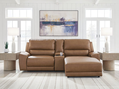 Cassel Furniture Outlet - Ashley Furniture - DeepWakes Sectional - 3-Piece Power Reclining Sectional with Chaise / Caramel - PCU62606S4
