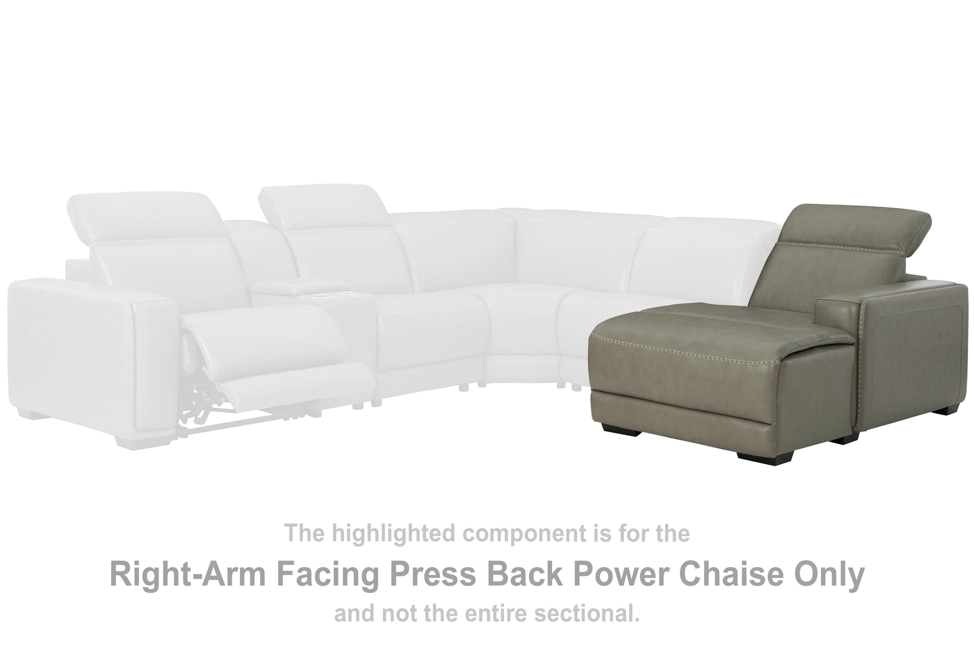Cassel Furniture Outlet - Ashley Furniture - Correze Sectional - RAF PWR Reclining Back Chaise / Gray - U9420297