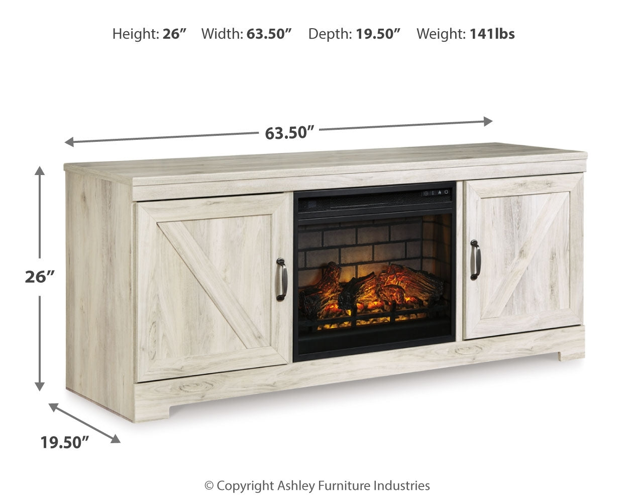 Bellaby 63" TV Stand with Electric Fireplace