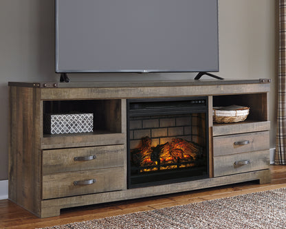 Cassel Furniture Outlet - Ashley Furniture - Trinell 63" TV Stand with Electric Fireplace - 63" TV Stand with Electric Fireplace / Brown - W446W9