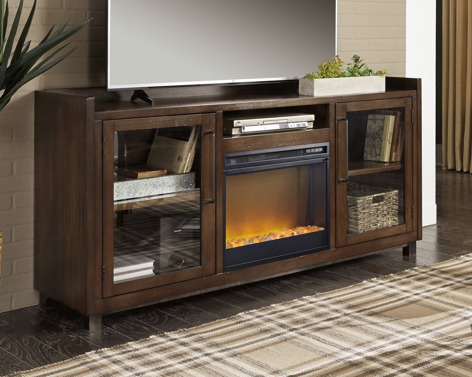 Cassel Furniture Outlet - Ashley Furniture - Starmore 70" TV Stand with Electric Fireplace - 70" TV Stand with Electric Fireplace / Brown - W633W4