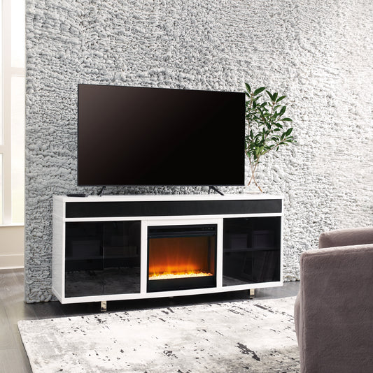 Cassel Furniture Outlet - Ashley Furniture - Gardoni 72" TV Stand with Electric Fireplace - 72" TV Stand with Electric Fireplace / White/Black - W756W1