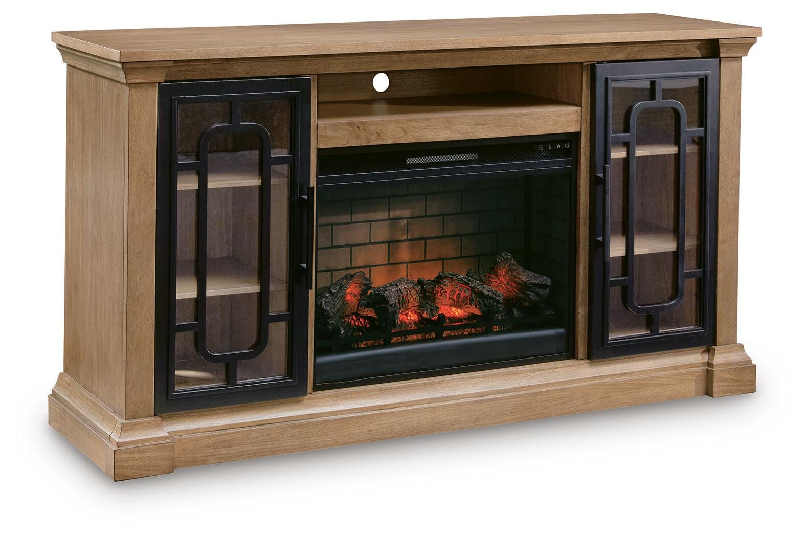 Cassel Furniture Outlet - Ashley Furniture - Wittenmyer 72" TV Stand with Electric Fireplace - 72" TV Stand with Electric Fireplace / Natural/Black - W794W1