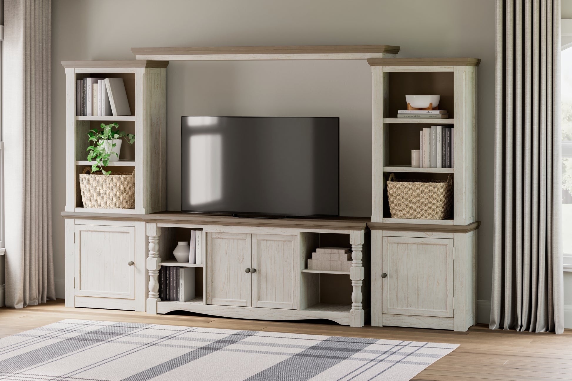 Cassel Furniture Outlet - Ashley Furniture - Havalance Entertainment Center - Bridge / Two-tone - W814-35
