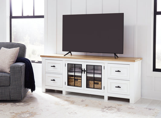 Cassel Furniture Outlet - Ashley Furniture - Ashbryn 74" TV Stand - 74" / White/Natural - W844-68
